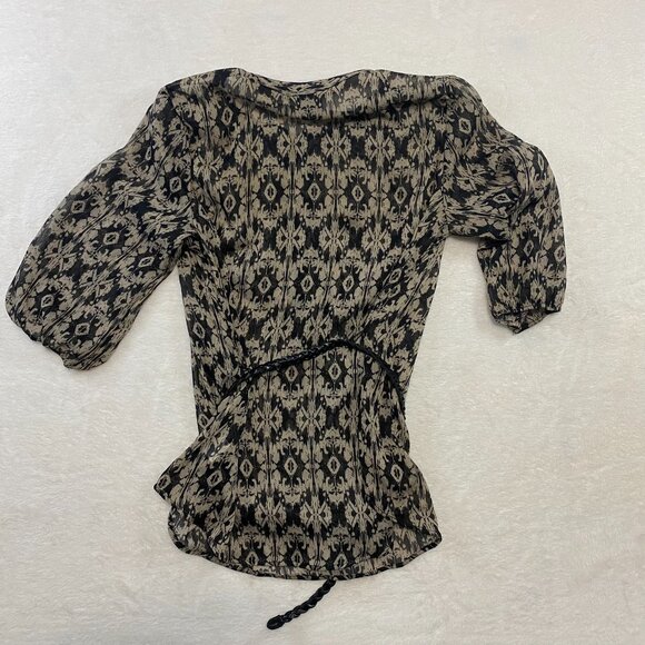 Faded Glory Print Camp Loop Straps Belted Top Medium 8/10 - Picture 7 of 10